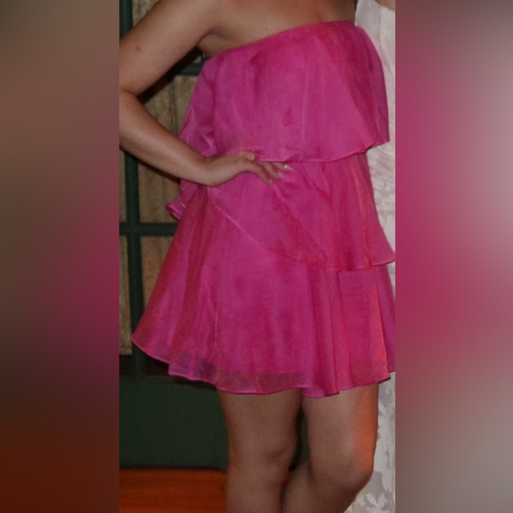 Organza Tiered Strapless Mini Dress
